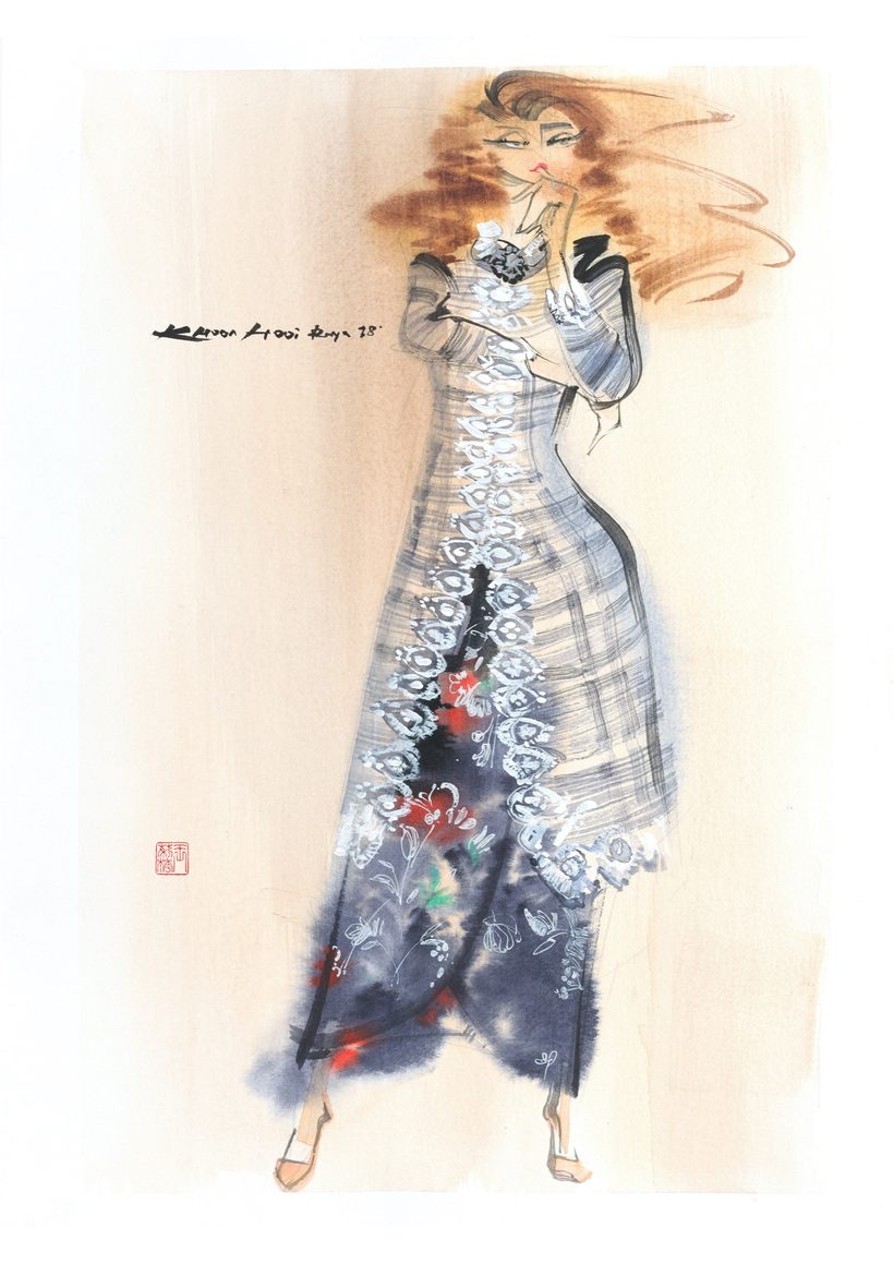 Ayu Kebaya 1, a watercolour illustration by Lihuà from the Busana Malaysia collection.