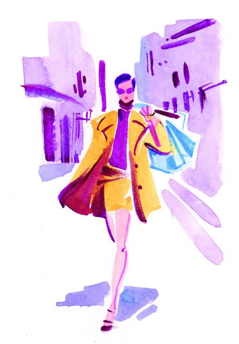 Get that bag, sis, a watercolour illustration by Lihuà from the Daydreams collection.