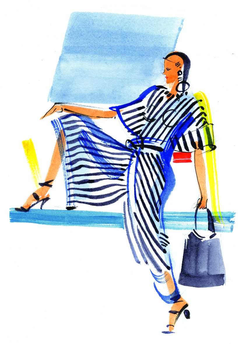 Go stripes, a watercolour illustration by Lihuà from the Daydreams collection.