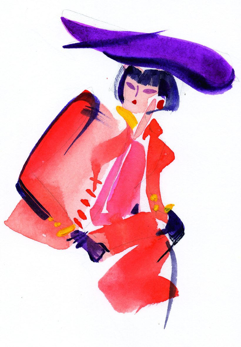 Madame Wong, a watercolour illustration by Lihuà.