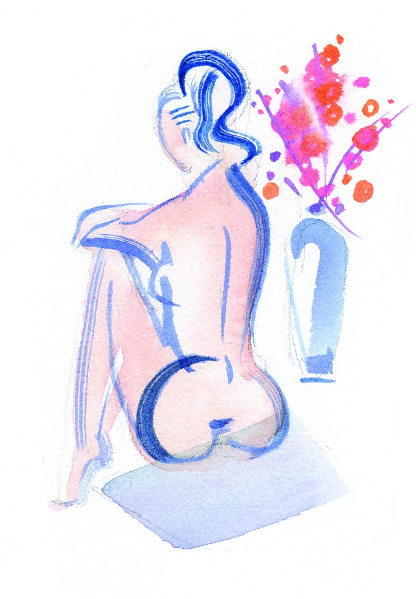 Miss Peaches, a watercolour illustration by Lihuà from the Daydreams collection.