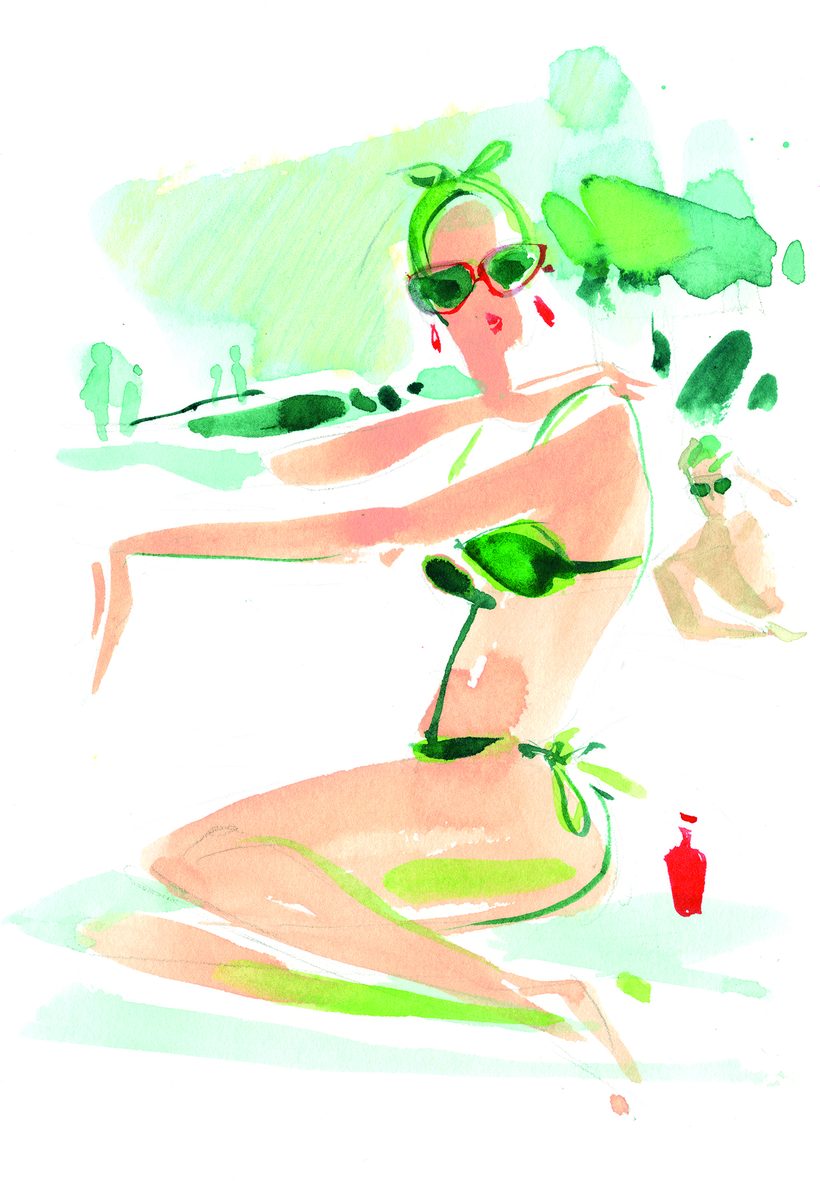 SPF 50 Vibes 100, a watercolour illustration by Lihuà from the Daydreams collection.