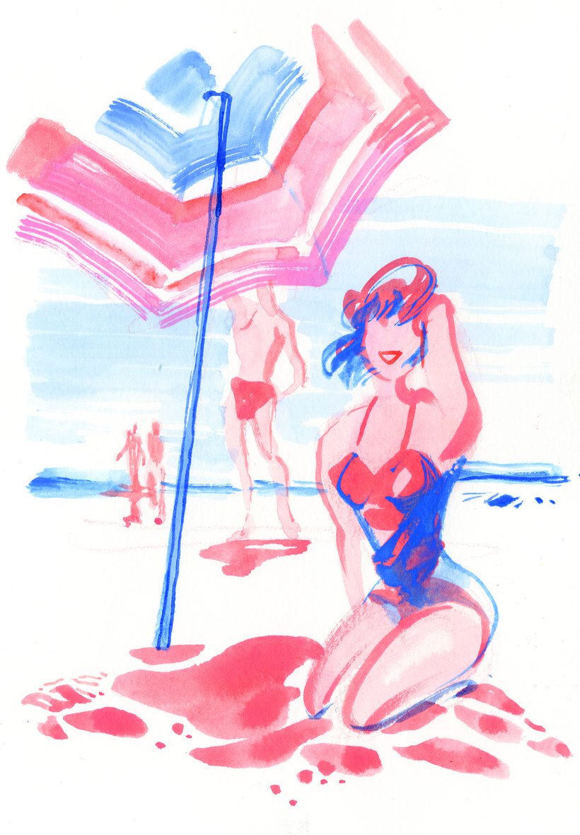 Under my Umbrella, a watercolour illustration by Lihuà from the Daydreams collection.