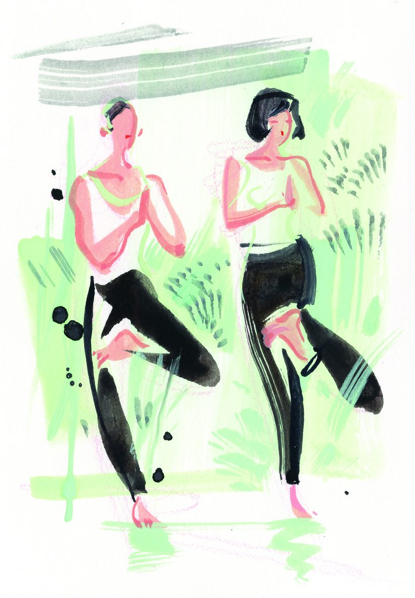 Looking forward to savasana, a watercolour illustration by Lihuà from the Daydreams collection.