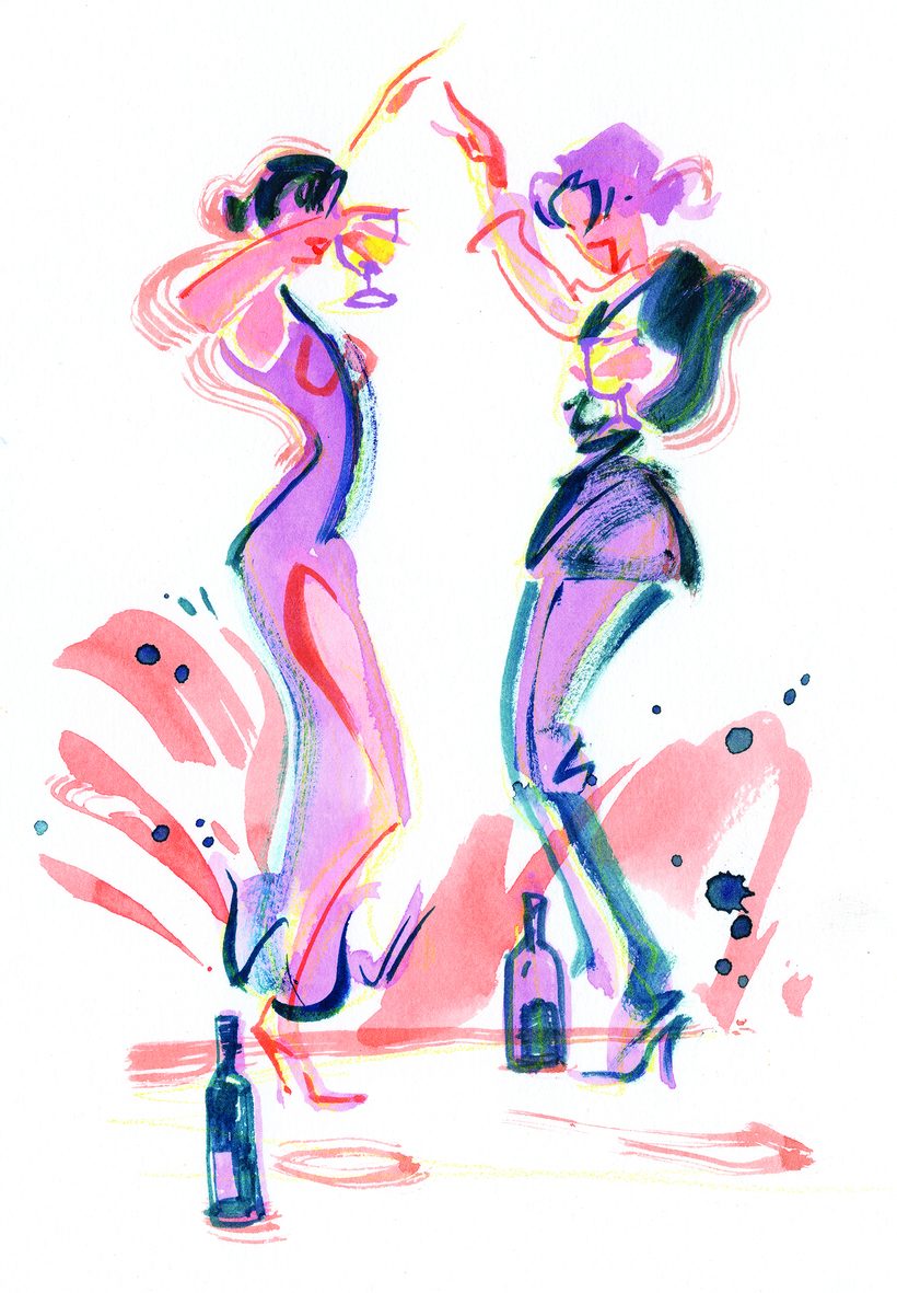 Sip & Spin, a watercolour illustration by Lihuà from the Daydreams collection.