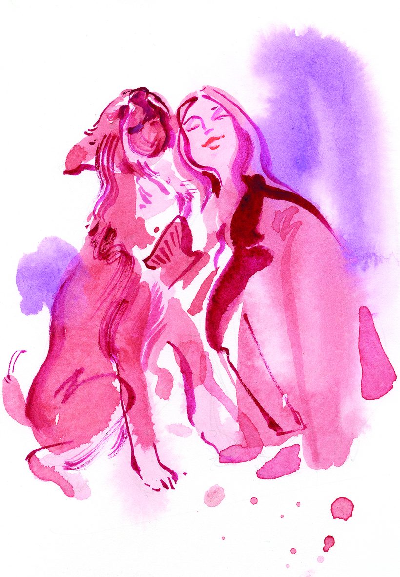 Marley and Me, a watercolour illustration by Lihuà from the Daydreams collection.
