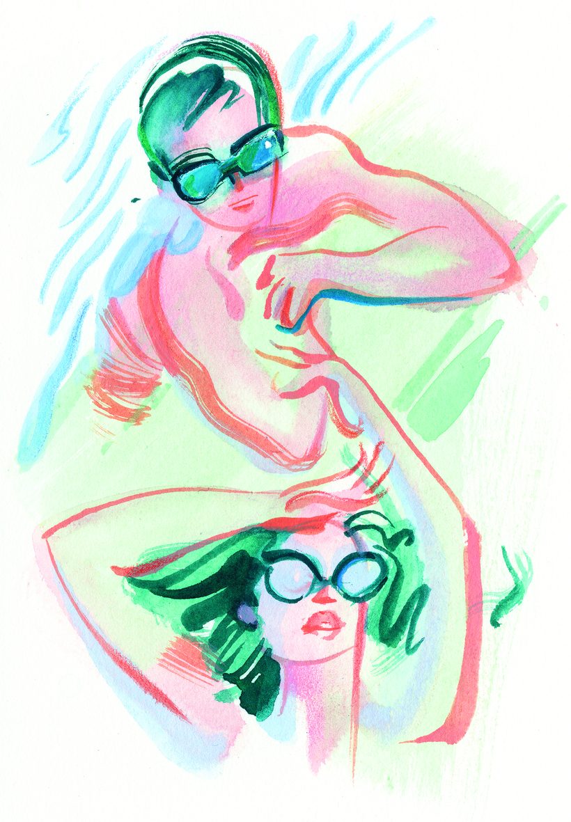 Blue capri, a watercolour illustration by Lihuà from the Daydreams collection.