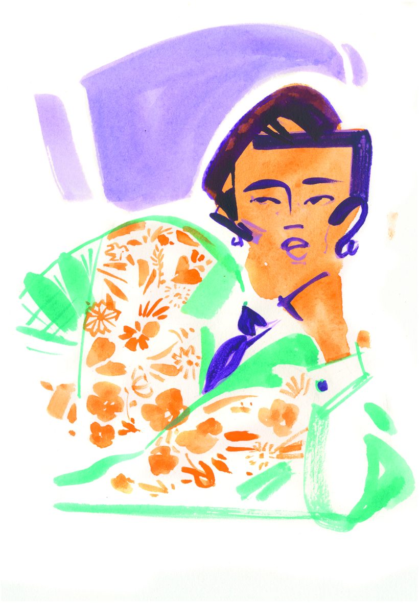 Mat Bunga Daydreaming, a watercolour illustration by Lihuà from the Daydreams collection.