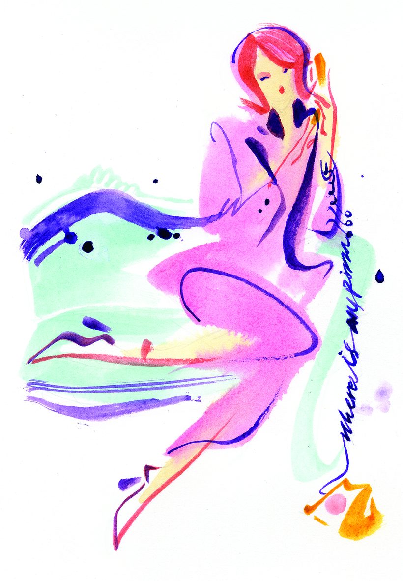 Where is my pizza sketch, a watercolour illustration by Lihuà from the Daydreams collection.