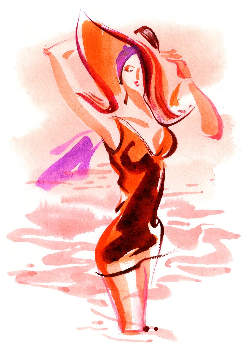 Adriatic Mermaid, a watercolour illustration by Lihuà from the Daydreams collection.