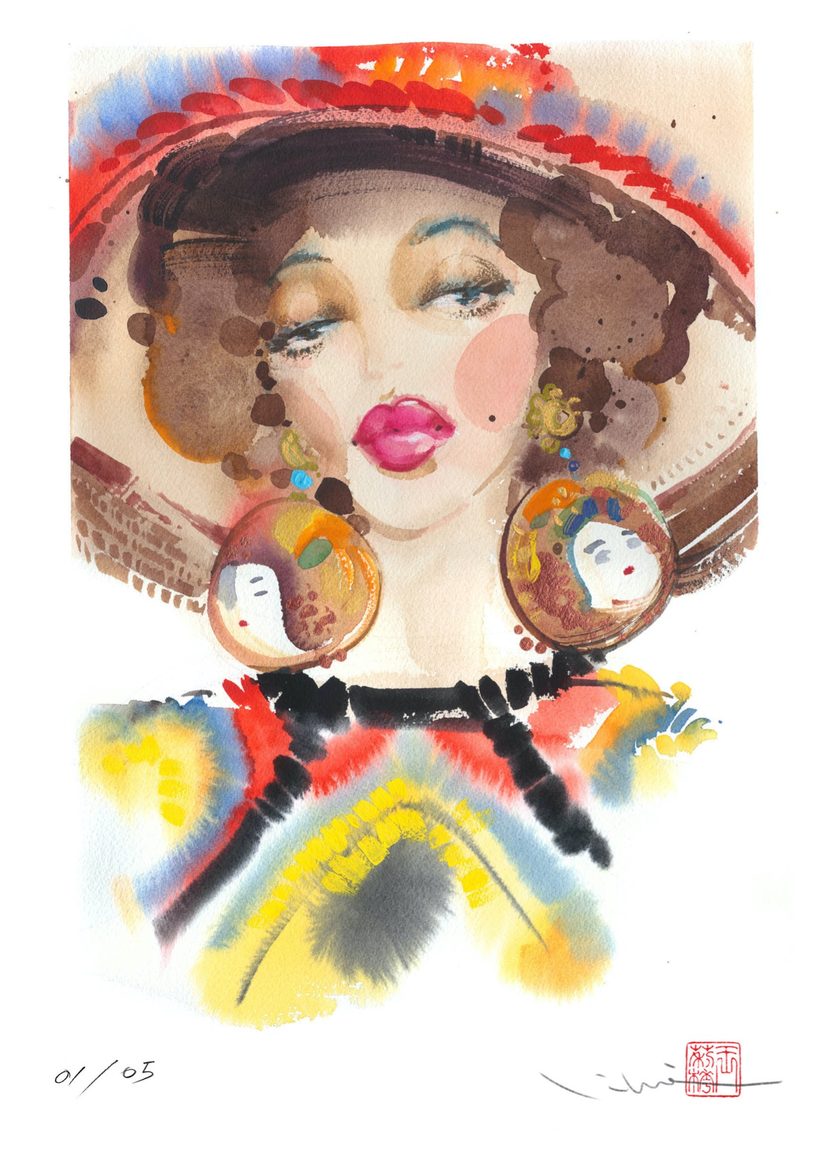 Boho Chic, a watercolour fashion illustration from Lihuà's Strokes of Fashion series.