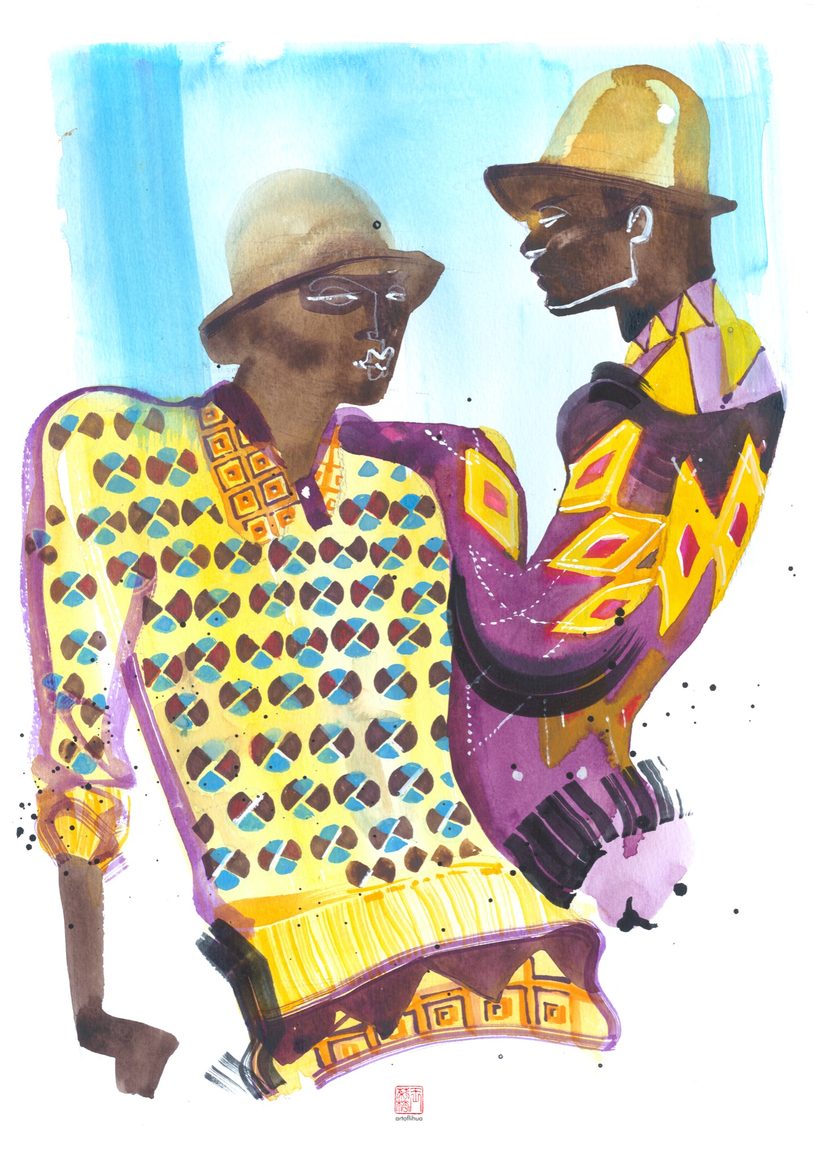 Chulaap, a watercolour illustration by Lihuà from the Strokes of Fashion collection.