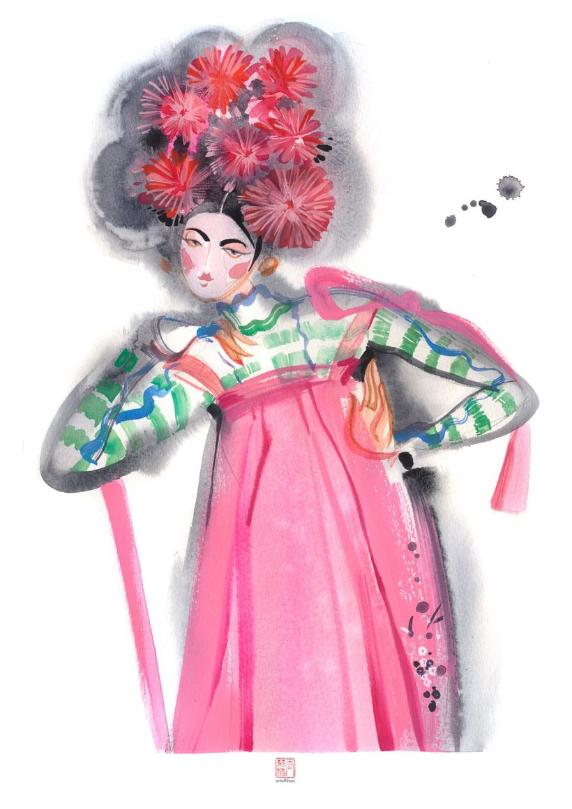 Dancing Silhouette 5, a watercolour illustration by Lihuà from the Strokes of Fashion collection.