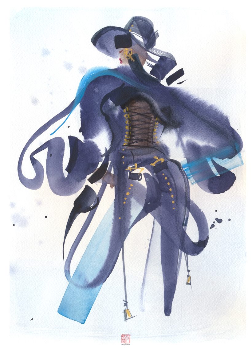 Robert Wun Purple, a watercolour illustration by Lihuà from the Strokes of Fashion collection.