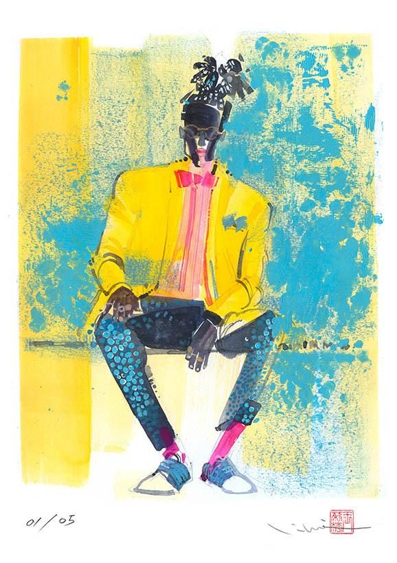 Yellow Blazer, a watercolour fashion illustration from Lihuà's Strokes of Fashion series.